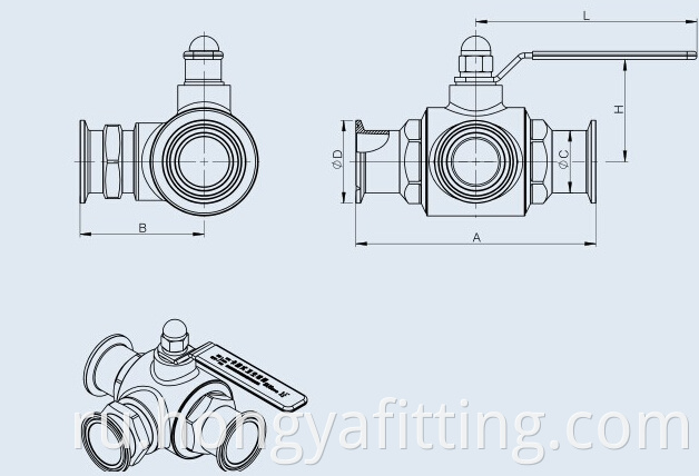 Sanitary Clamped Butterfly Type Ball Valve